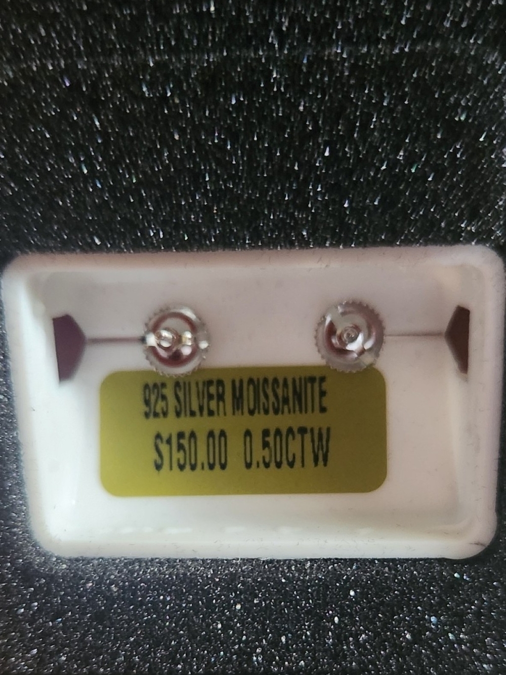 MOISSANITE S925 STERLING SILVER STUD EARRINGS - Picture 2 of 2